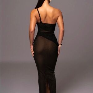 JLUXLABEL BLACK ALARI ONE SHOULDER MAXI DRESS